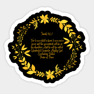 For Unto Us a Child is Born - Bible Verse Gold Lettering - Christian Christmas Design Sticker